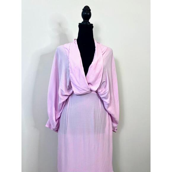 SWF Plunge Maxi Sunset Dress in Resurrection Pink Size XS Cinched Waist Kimono - Picture 2 of 5